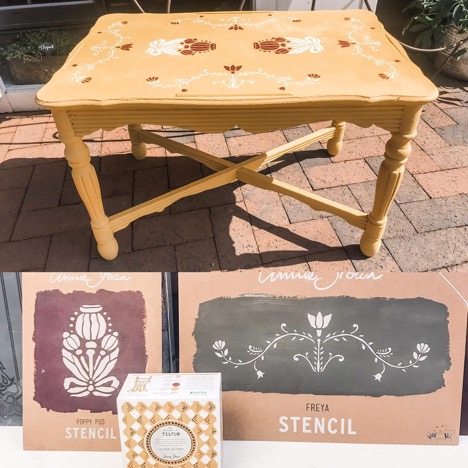 Table project stencil with Annie Sloan® Chalk Paint® products at Reimagined by T. Underwood