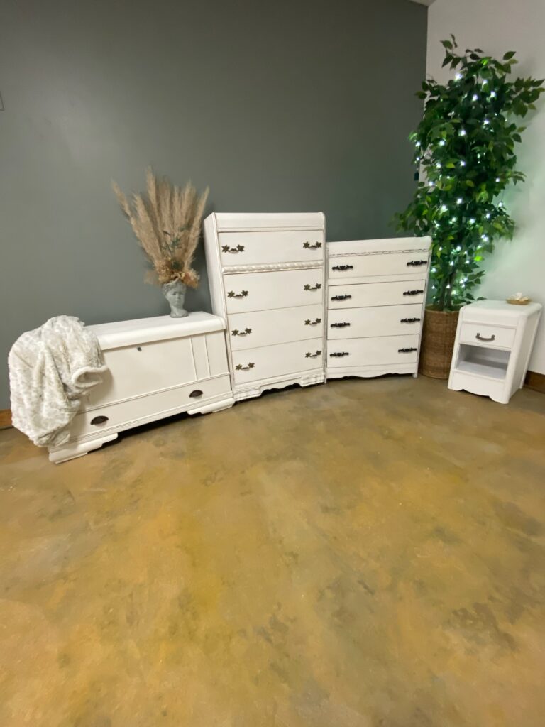 Complete set of vintage furniture revived using Annie Sloan products.